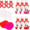 Threehoney 6 Set Valentines Day Heart Basket Plastic Empty Gifts Baskets with Cellophane Bags and Pull Bows Ribbons for Valentine Gift Filling (Red, Pink)