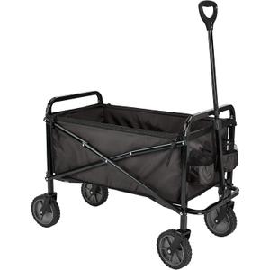 Amazon Basics Collapsible Folding Outdoor Utility Wagon for Sports, Garden, Camping, and Shopping, Heavy Duty, Large Capacity, Black