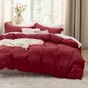 Bedsure Red Duvet Cover Queen Size - 3 Pieces Prewashed Cotton-Like Polyester Extra Soft Bedding Set, Includes 1 Duvet Cover 90x90 Inches with Zipper Closure & 2 Pillow Shams, Comforter Not Included