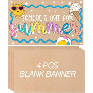 Tatuo 4 Pcs 36" x 60" Large Blank Brown Paper Banners for Teacher Appreciation Poster Crafts Decoration 120gsm Thick Kraft Paper Banner for Summer Camp Activities Wedding Baby Shower Party Decor