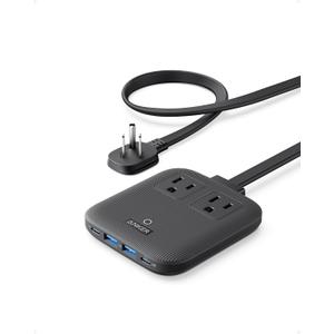 Anker Nano Charging Station(67W Max), 6-in-1 USB-C Power Strip for iPhone 16/15 and MacBook, with Flat Plug and 5ft Thin Undetachable Extension Cord,2 AC,2 USB-A,2 USB-C, for Home&Office