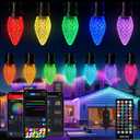 Brightown Smart C9 Christmas Lights Outdoor, 100 LED RGB C9 String Light with Remote, App Control, Music Sync, Connectable Waterproof Christmas Lights for House Tree Patio Holiday Xmas Decor