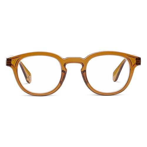Peepers By PeeperSpecs Mens Asher Round Blue Light Blocking Glasses | Brown, +1.25