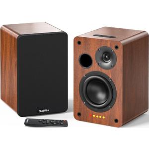 Saiyin Bluetooth Bookshelf Speakers, 40W X 2 Powered TV Speakers with 4 Inch Woofer, Turntable Speakers with Optical/AUX Input/Subwoofer Line Out for PC and TVs
