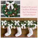 Suncalla 30 Yards Shimmery Chiffon Silk Ribbons for Xmas Tree Decoration Wedding Decor Invitations Bridal Flower Bouquets Gift Wrapping DIY Crafts(White)