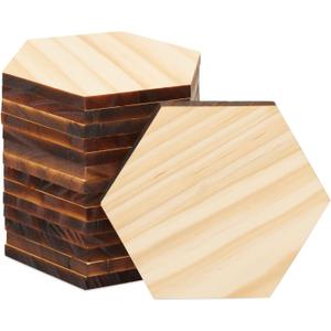 15 Pack Unfinished Wooden Hexagon Cutouts for Crafts, 1/4" Thick for Wood Burning, Engraving (3.27X4.88X5.91)