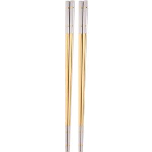 Reusable Stainless Steel Chopsticks,Dishwasher Safe , Easy to Use(2 PCS,Gold)