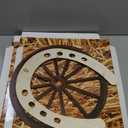 YLOLUL 6 Pcs Hay Bales Boxes Large Decor with Wooden Wagon Wheels and Horseshoe Western Cowboy Party Rodeo Decorations Western Photo Booth Props for Western Cowboy Party Birthday Farm Favors Supplies (Straw)