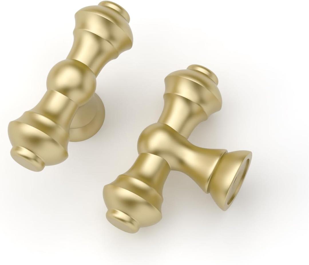 Asidrama 10 Pack Brushed Gold Kitchen Cabinet Knobs Dresser Knobs Drawer Knob Cabinet Hardware Zinc Knob for Dresser Drawers 3768 AD0018 (Single Hole Knob)