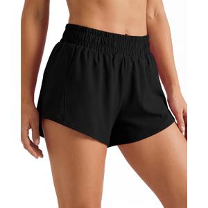 Women's Running Shorts High Waist Quick Dry Athletic Shorts with Liner Workout Gym Yoga Shorts814 (Black, M)