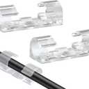 SOULWIT 50 Pcs Self Adhesive Cable Management Clips, Cable Organizers Sticky Wire Clips Cord Holder for TV PC Laptop Ethernet Cable Desktop Home Office (Transparent)