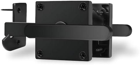 Heavy Duty Matte Finish Gate Latch,Aluminum Double Side Swinging Door Hardware Latches, Fit for Outdoor Gates，Farmhouse，Farm，Garden，Shed Barn，Courtyard，Cottages，Black