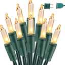 BrizLabs Clear Christmas Lights Outdoor 300 Count 69.6ft Incandescent Christmas Lights Connectable Warm White Light String UL Certified Xmas Mini Light Green Wire for Indoor Tree Holiday Party Decor