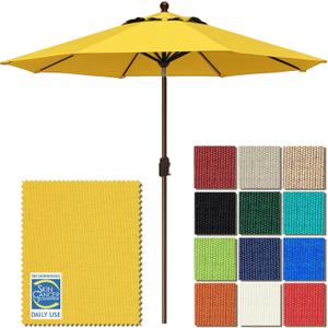 EliteShade USA 10-Year-Non-Fading 9Ft Market Patio Umbrella, UPF 50+ UV Protection Performance Sun Umbrella, Heavy Duty Commercial Grade Outdoor Table Umbrella with Crank & Tilt, Windproof Vented Top for Garden, Pool, Deck and Outdoor Playsets, Sunflower Yellow