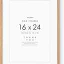 16x24 Wood Frame, Solid Oak 16x24 Poster Frames with Mat to 12x18(Openning Size is 11.7x17.7), Natural Oak 24x16 Frame, Set of 1