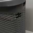 Mind Reader Slim Laundry Hamper with Lid, 40L Clothes Basket, Premium Wicker Design, Plastic, Gray