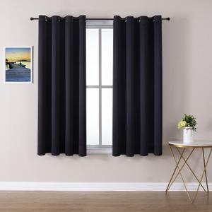 ChrisDowa Grommet Blackout Curtains for Bedroom and Living Room - 2 Panels Set Thermal Insulated Room Darkening Curtains (Black, 52 x 54 Inch)