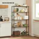 SONGMICS 5-Tier Storage Shelves, Wire Shelving Unit, Kitchen Metal Shelves, Storage Rack with Adjustable Shelves, Shelf Liners, 8 Hooks, for Garage, 11.8 x 35.4 x 63 Inches, Black ULGR095B01