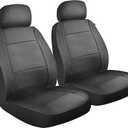 Custom Accessories 2-Piece Midnight Plush Seat Covers for Cars, Trucks, and SUVs, Vegan Leather Seat Cover for Cars, Universal-Fit Car Seat Covers, Interior Accessories - Black