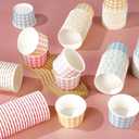 120 Pcs Gingham Ice Cream Cups 12 oz Disposable Easter Paper Cups Pastel Gingham Party Cup Bulk Blue Purple Yellow Red Snack Bowls for Easter Holiday Birthday Picnic BBQ Wedding Tea Party Supplies