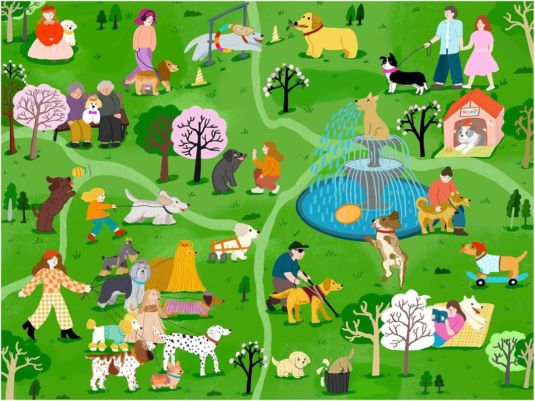 Jigsaw Puzzles for Adults 500 Pieces, Park Party of Dogs Puzzle, Challenging Funny Game with Family Friends