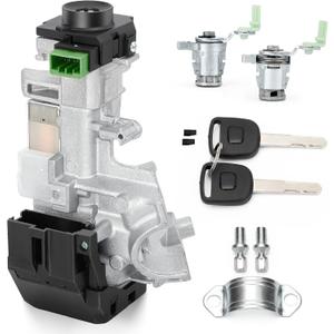 35100-SDA-A71 Ignition Switch Lock Cylinder & Left/Right Door Lock Cylinder with 2 Chip Keys for Honda 08-16 Accord, 06-11 Civic, 07-11 CR-V, 09-11 FIT, 07-11 Odyssey (with Chip ID46 Keys)