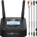 1Mii B06TX+ Long Range Bluetooth 5.2 Transmitter for TV/PC/Projector to 2 Wireless Headphones/Speakers, Bluetooth Adapter for TV w/Screen Display Plug n Play, aptX Low Latency & HD Audio (black)