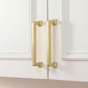 homdiy Gold Cabinet Handles, Solid Zinc Alloy Pulls, 5 Inch, 30 Pack | Rustproof & Durable, Square Modern Design, Easy Installation, Smooth Edges, Screws Included, Ideal for Kitchen, Bathroom