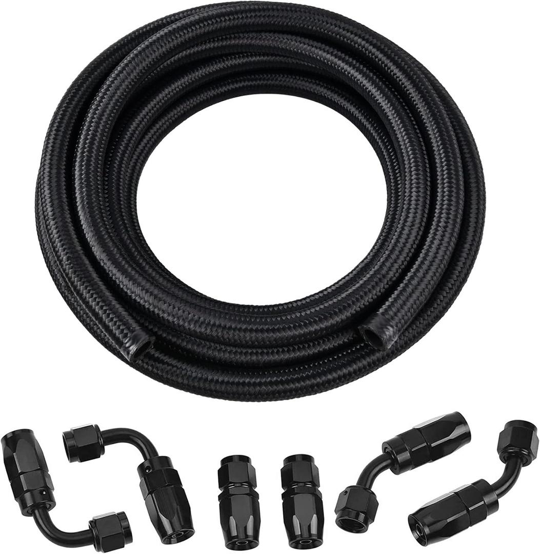 EVIL ENERGY 6AN Fuel Line Kit,AN6 Braided Nylon Fuel Hose CPE 10FT Black EVIL ENERGY 6AN Fuel Line Kit,AN6 Braided Nylon Fuel Hose CPE 10FT Black