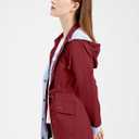 IFFEI Women's Rain Jacket Lightweight Waterproof Rain Coat Outdoor Hooded Windbreaker with Pockets (Red, L)