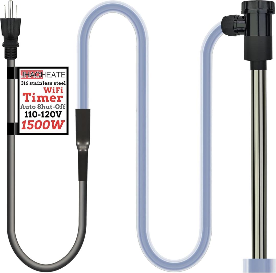 Submersible Water Heater 1800W 120V Portable Bathtub & Pool Immersion Electric Water Heater with Temp Control & Wifi Timer for Hot Tub, Bathtub, Swimming Pool, Baptistry and Inflatable Pool