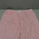 ANRABESS Women Striped Gingham Palazzo Cropped Pants Wide Leg Pajama Lounge Pants Plaid PJ Bottoms Cute Trousers with Pockets, XL, Pink White Plaid