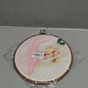 HUGANE Vintage Funny Christmas Pink Santa Round Wall Art Decor, Pink and White Stripe Xmas Santa Claus Hanging Canvas Framed Prints Wall Sculptures for Home Bedroom Living Room Decor, 10x10 Inch