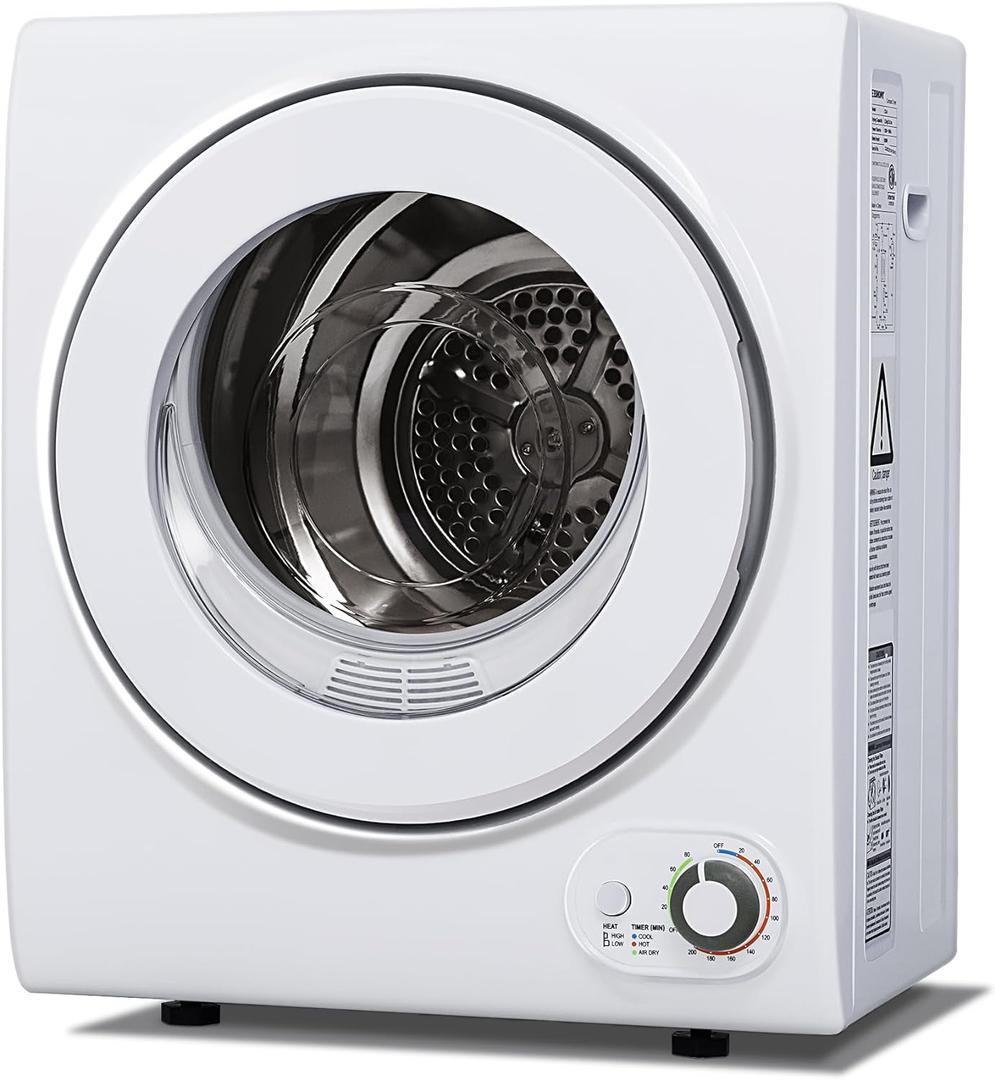 Euhomy 110V Portable Clothes Dryer 850W Compact Laundry Dryers 1.5 cu.ft Front Load Stainless Steel Electric Dryers Machine with Stainless Steel Tub for Apartment,RVs,Dorms,White Easy Control (1.5 Cu.Ft.)
