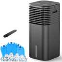 24" Windowless Portable Air Conditioner, 15H Timer & 120°Oscillation, 3-IN-1 Portable AC Unit with Remote, 2-Gal Tank, 3 Modes & 3 Speeds, Ultra-Quiet Ventless Swamp Cooler for Room Home Office, Black