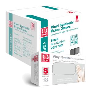 Medical Clear Vinyl Exam Gloves - Latex-Free & Powder-Free - VGPF-3001(Case of 1,000), Small