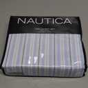 Nautica - Twin Size Sheet Set, Crisp & Tailored Cooling Sheets with a Smooth Cotton Percale Lightweight Feel - Bed Sheets with Matching Pillowcase & Fitted Sheet (Camp Stripe Blue)