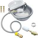 Automatic Animal Drinking Water Bowl, 304 Stainless Steel Waterer for Dog Horse Goat Pig Cow, Livestock Water Trough Dispenser with Pipe Hose, 2 Float Valves, Quick Connecter, Expansion Bolt