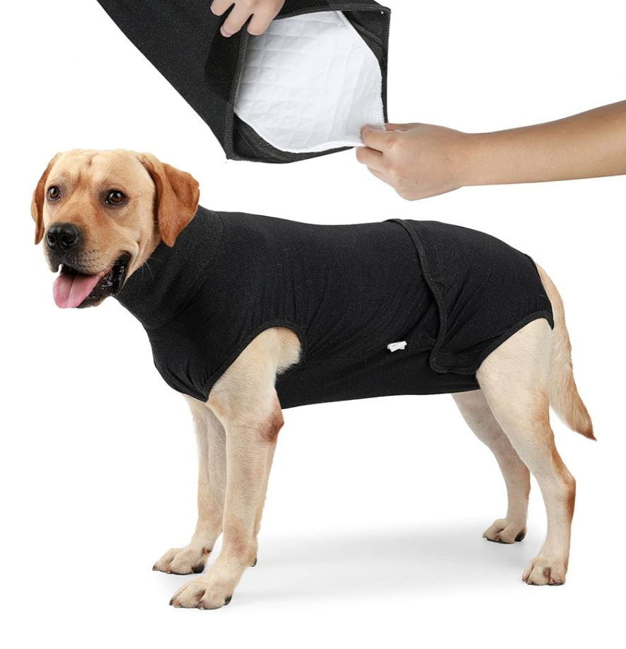 HEYWEAN Full Body Dog Diaper with a Puppy Nappies Physiological Dog Surgery Recovery Suit for Male Female Dogs S