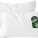 Bedsure Zipper Pillow Cases Queen, Cooling Pillow Cases Queen Size Set of 2, Rayon Derived from Bamboo Cooling Pillowcases for Hot Sleepers, Soft & Breathable Bed Pillow Covers, White, 20x30 Inches