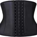 YIANNA Women's Underbust Latex Sport Girdle Waist Trainer Corsets Hourglass Body Shaper (Black , XS (Short Torso Height: 10.2"))