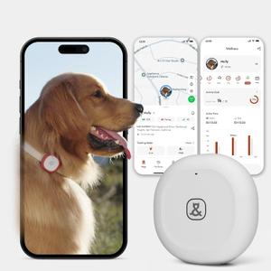 Molly&Cody GPS + Bluetooth Pet Tracker for Cats & Dogs RealTime Tracking, Virtual Fence, IP67 Waterproof, Health Monitoring, iOS/Android Subscription Required (White)