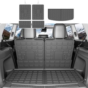 Cargo Mat Compatible with 2021-2025 Jeep Grand Cherokee L&Overland Backrest Mat TPE Material Trunk Mat Replacement for 2021-2025 Jeep Grand Cherokee L Accessories (Cargo Mat+Backrest Mat)