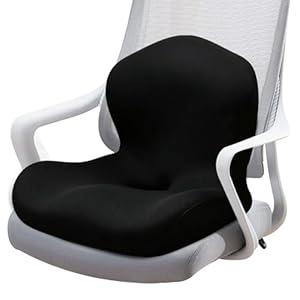 Seat Cushion, Office Chair Cushion, L-Shaped Ergonomic Car Seat Cushions, Memory Foam Chair Cushion, Lumbar Support Pillow for Wheelchair, Car, Home, Office, Desk, Black