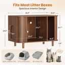 Snughome Cat Litter Box Enclosure, 35.4'' Hidden Litter Box Furniture with Sliding Door, Modern Hidden Litter Box Cabinet, Wooden Indoor Cat House, TV Stand, Side End Table for Living Room, Walnut