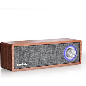Smalody Wood Retro Bluetooth Speaker, Portable Mini Wireless Bluetooth Speakers, Vintage Wooden Speaker for Room Decoration, Perfect for Cafes, Restaurants, Vintage Coth Stores, Bedroom etc