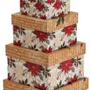 Briful Square Gift Boxes with Lids 4PCS Christmas Gift Box for Presents Nesting Assorted Sizes Present Boxes for Christmas Birthday Valentines Party Gift Wrap