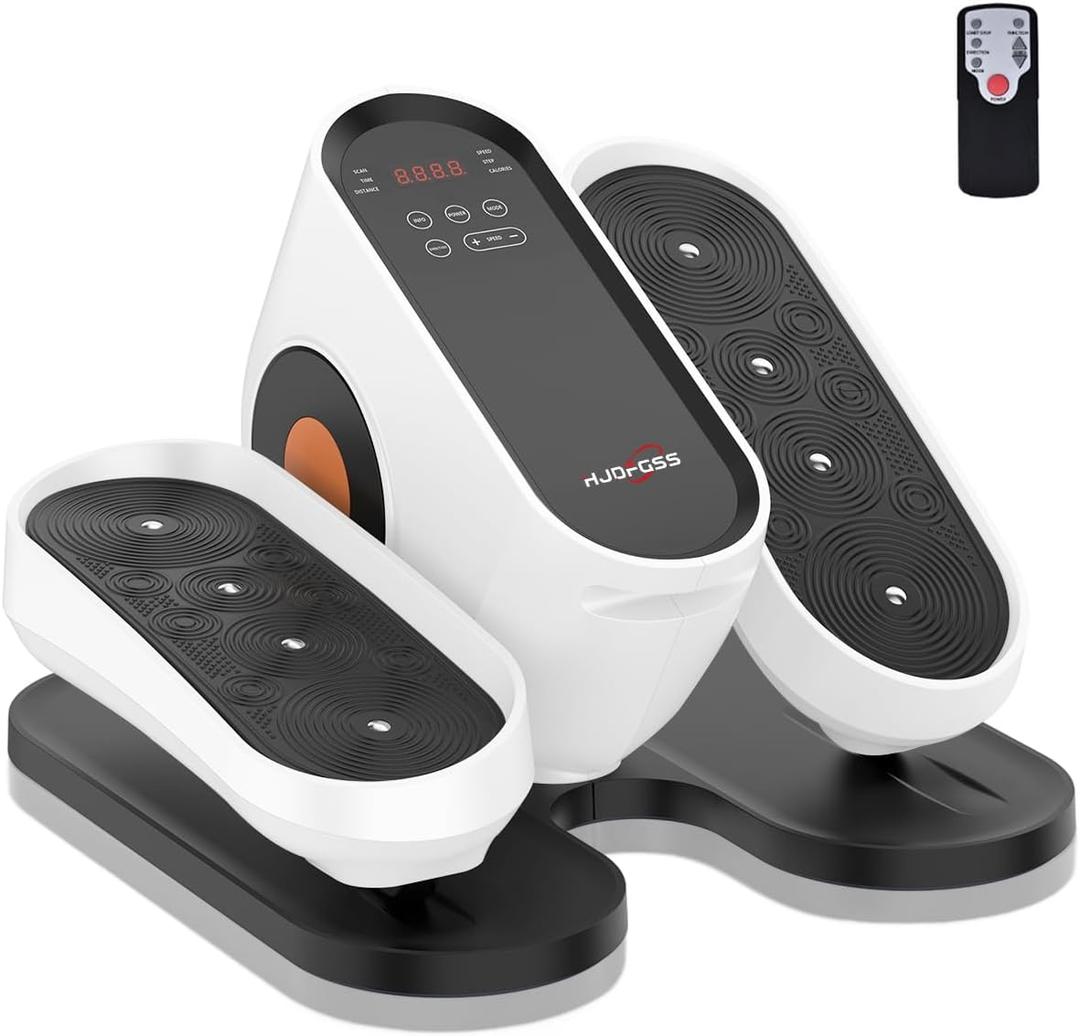 Under Desk Elliptical Machine, Electric Ellipse Leg Exerciser as Seen on Tv for Seniors with 12 Adjustable, Portable Quiet Elliptical Machine, Seated Pedal Exerciser with Remote Control (White)