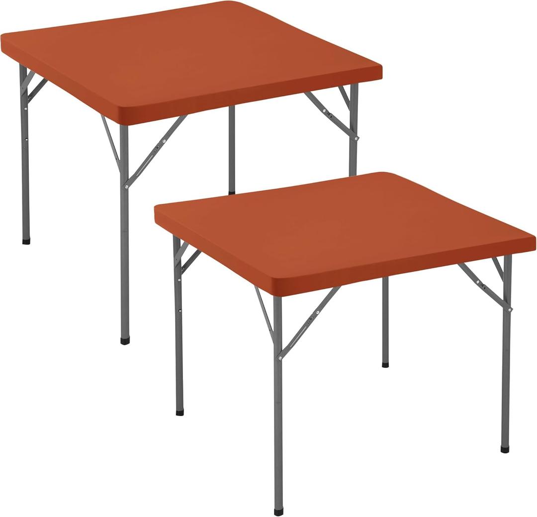 Fitted Square Tablecloth 36x36 Inch-2 Pack Rust Card Elastic Spandex Table Clothes-Small Stretch Thanksgiving Fall Table Cover Topper Cap for Kitchen Dining Picnic Patio Outdoor Party Tables