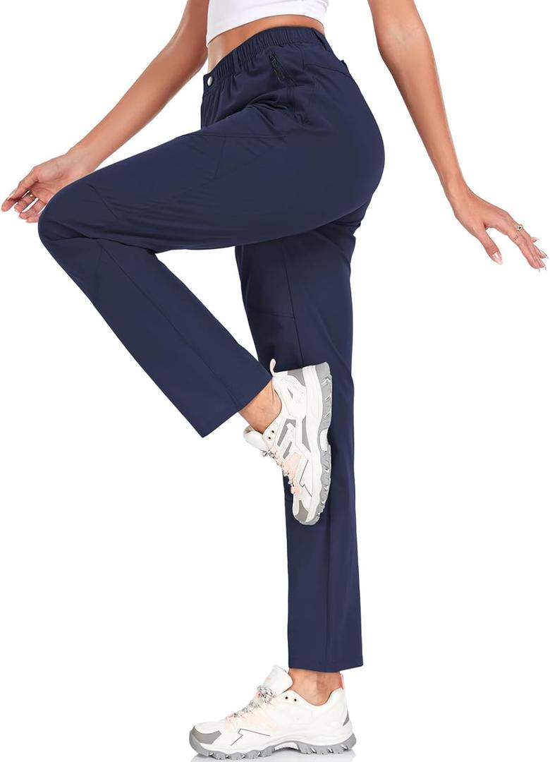 Women's Golf Pants Wrinkle Free UPF 50 Casual Pants Quick Dry Lightweight Travel Pants for Women on Plane with Zipper Pockets (XS)